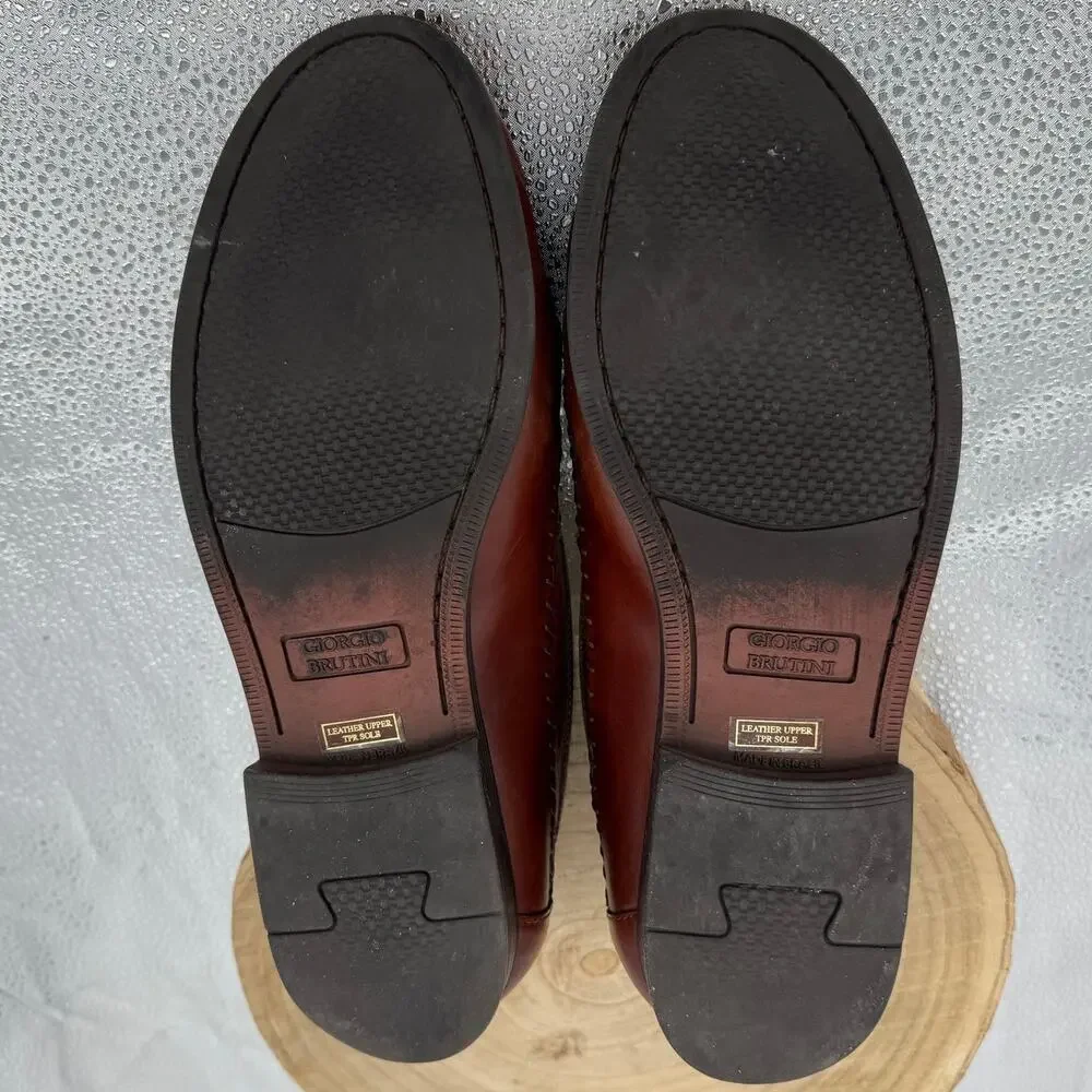 Giorgio Brutini Monocle Kilte And Tassel Brown leather loafers SZ 11D Brazil